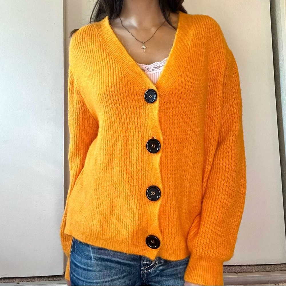 Bright orange chunky cardigan